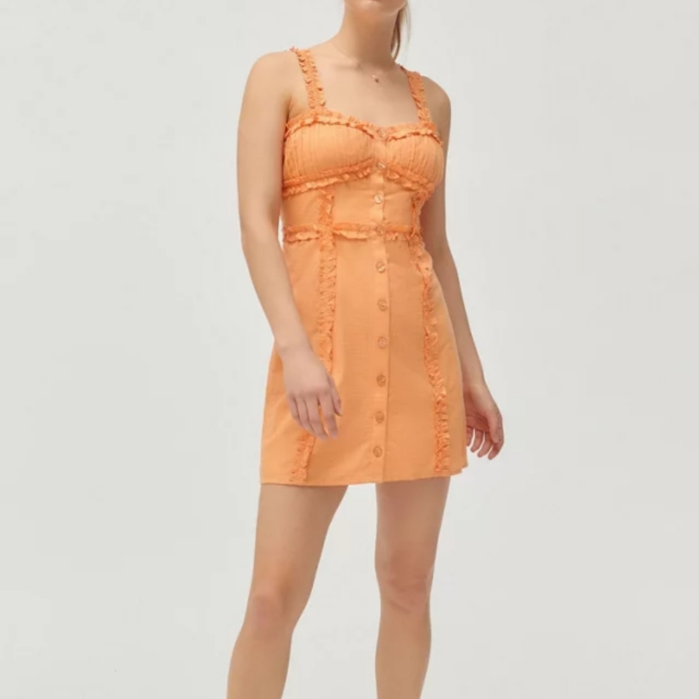 Urban Outfitters Orange Summer Cotton Mini Sun Dress size medium